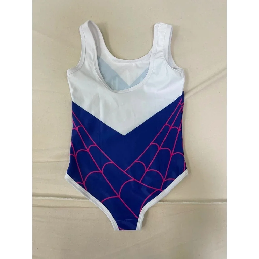 Spider-Gwen Ghost Spider Kids One Piece Swimsuit Blue White Pink Size 130